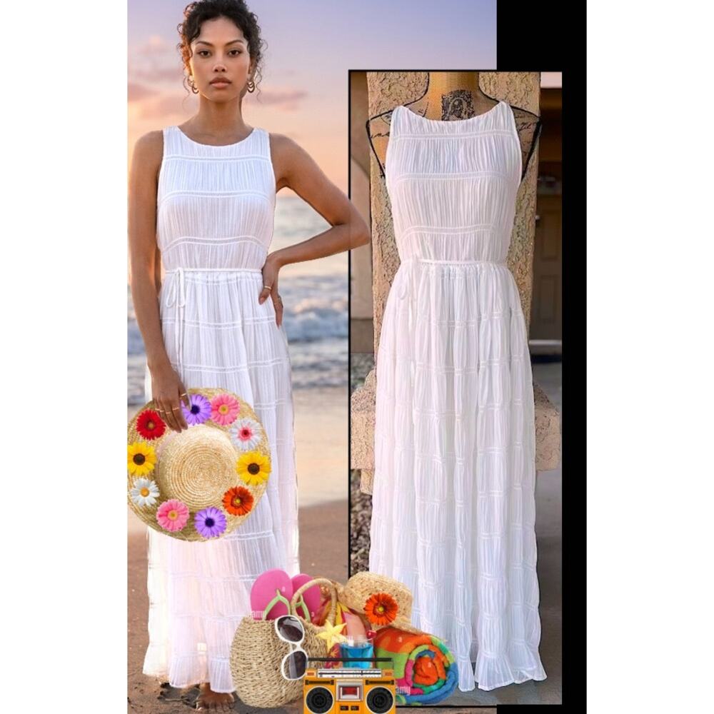 Petal & Pup Belted Ema Shirred Maxi A-Line Dress Size 8
